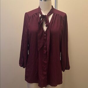 Elegant Burgundy Striped Women's Top